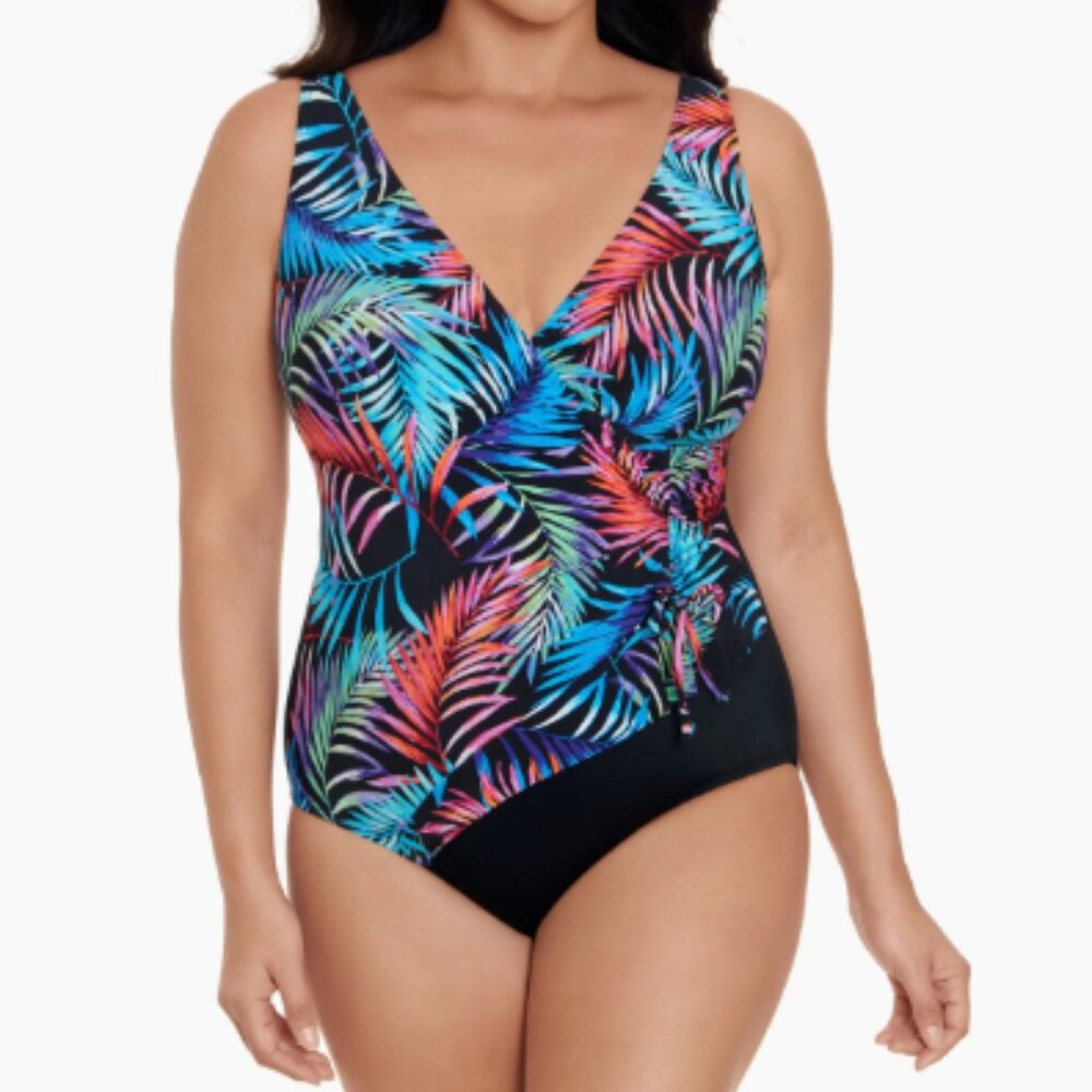 NWT Inches Away Longitude Long Torso Ruffle Surplice One Piece Swimsuit Ferntasy